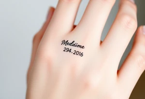 simple and elegant black ring with the wedding date tattoo idea