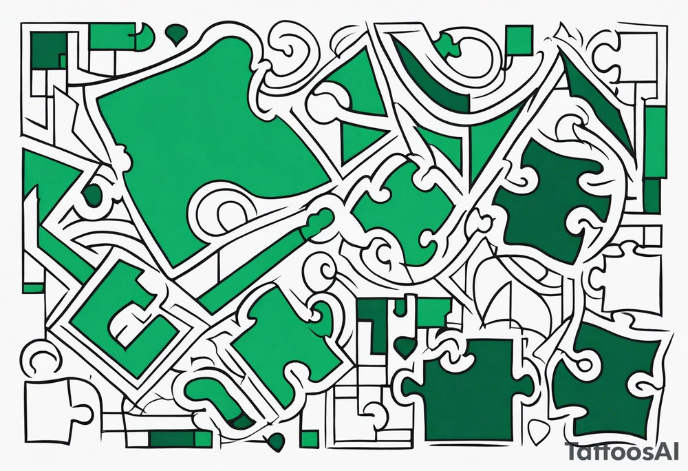 Emerald color Puzzle pieces tattoo idea