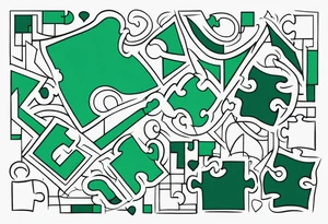 Emerald color Puzzle pieces tattoo idea