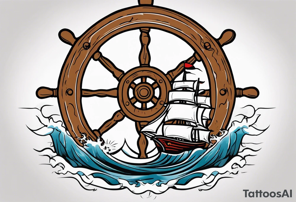 Man trunkg ships wheel in a storm. Full calf tattoo tattoo idea Man trunkg ships wheel in a storm. Full calf tattoo tattoo idea
