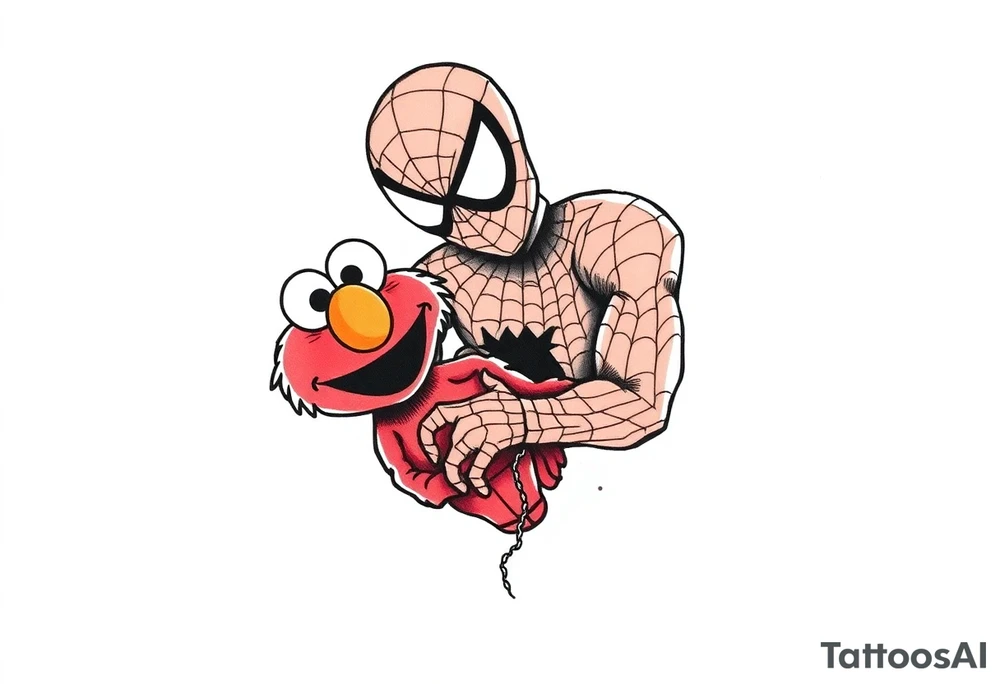 Spider-man and Elmo tattoo idea