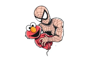 Spider-man and Elmo tattoo idea