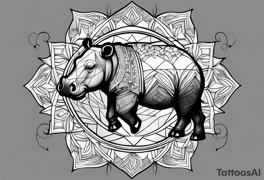 Very asymmetrical, +geometric pattern, with realistic full moon, with hippo at side look, +tribal, +geometric, +inkart , +blackwork, +grey scale, + sketch
with wintersweet flower bud, +portrait orientation, +inkart touch, tattoo idea