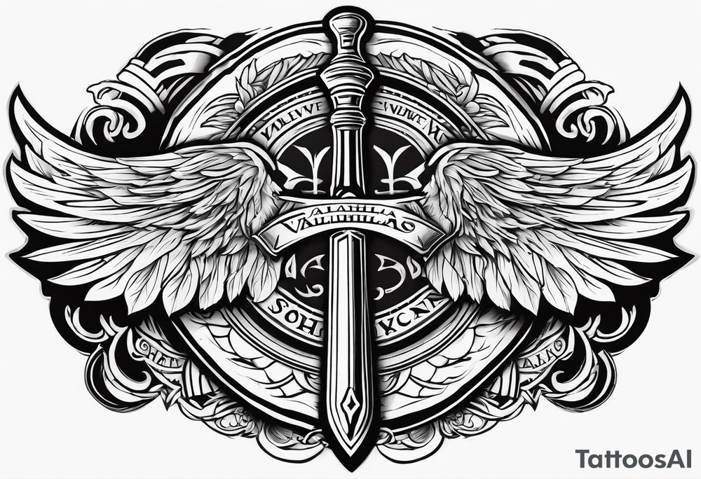 Valhalla sword shield heaven tattoo idea
