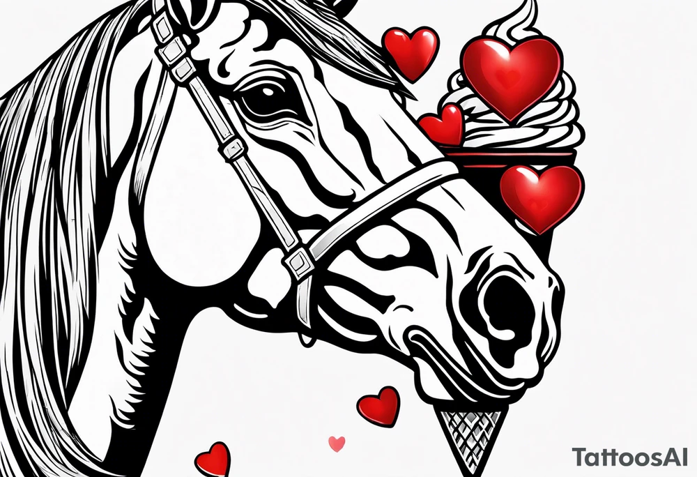 small one scoop ice cream cone with small red heart on it somewhere with unicorn tattoo idea