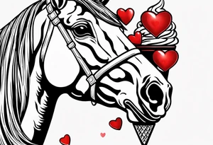 small one scoop ice cream cone with small red heart on it somewhere with unicorn tattoo idea