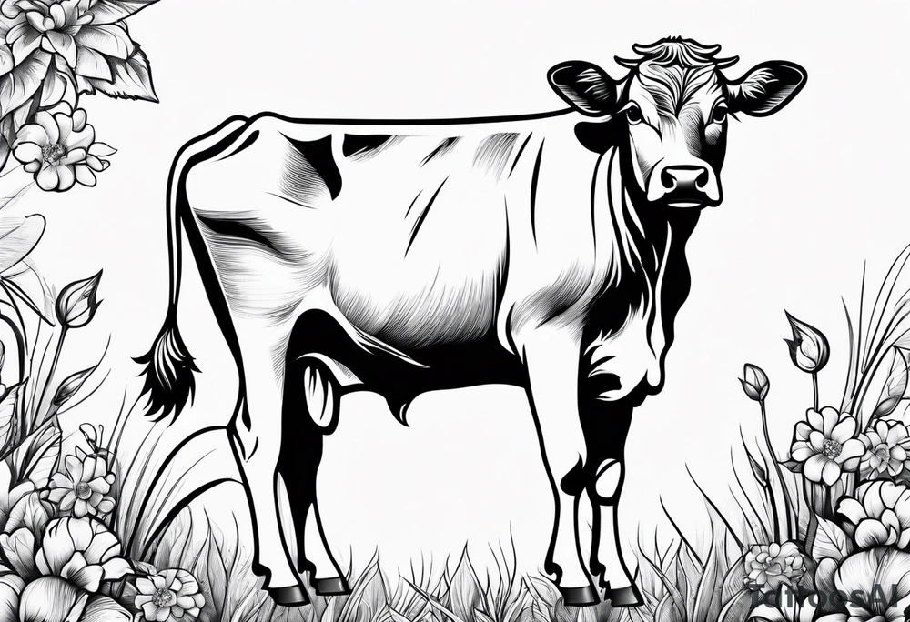 cute cow tattoo idea