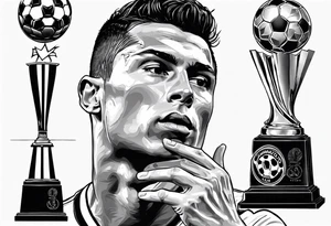 Cristiano Ronaldo kissing the champions league trophy tattoo idea