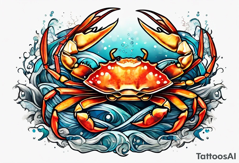 Crab and fish tattoo idea