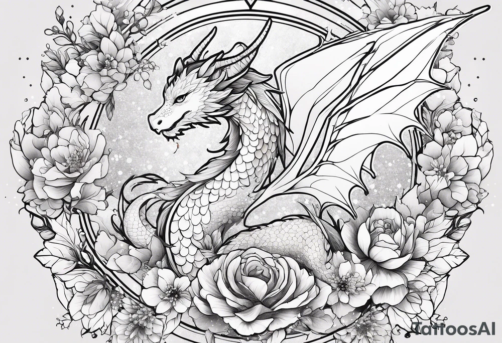 Constellation, wing , snow , cross , dragon female japan kawaii , flower tattoo idea