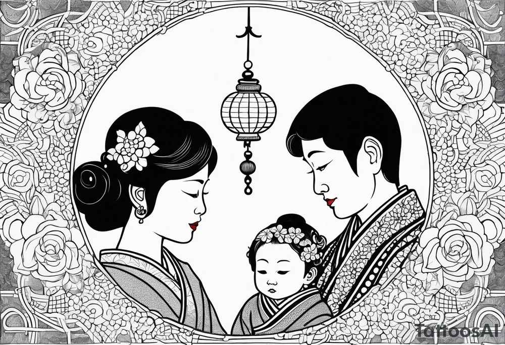 dots to represent two children a mother and father tattoo idea