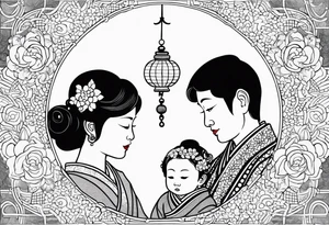 dots to represent two children a mother and father tattoo idea