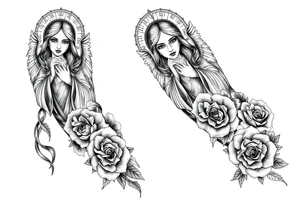 Saint Barbara, angels, roses, tattoo idea