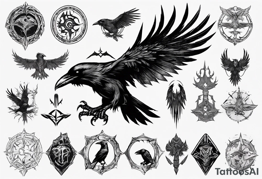 skyrim style raven tattoo idea