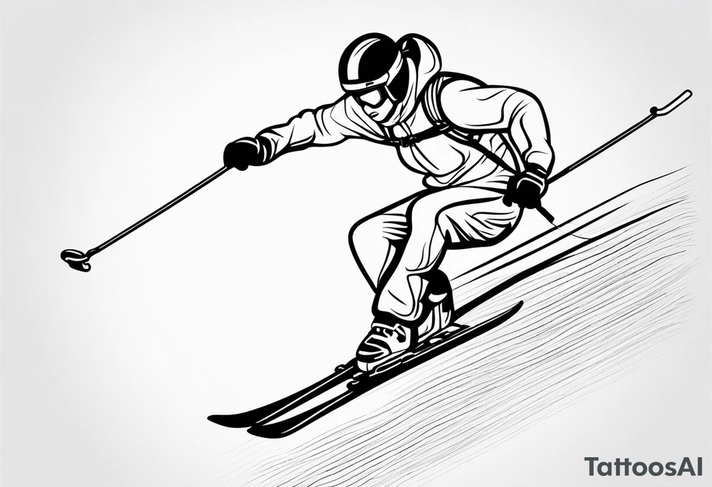 Skier in motion, single line tattoo idea