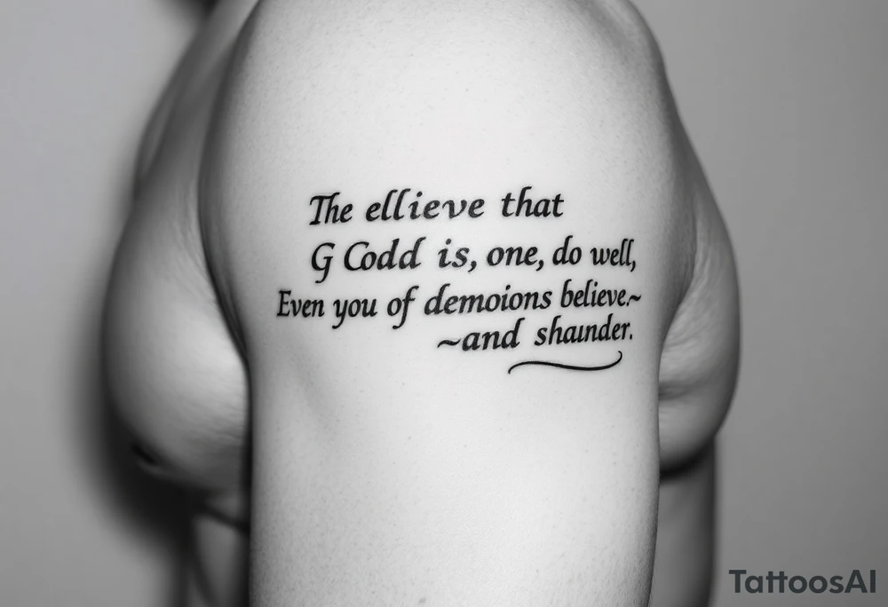 "You believe that God is one; you do well. Even the demons believe—and shudder." tattoo idea