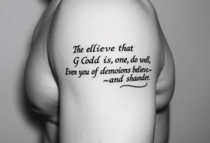 "You believe that God is one; you do well. Even the demons believe—and shudder." tattoo idea