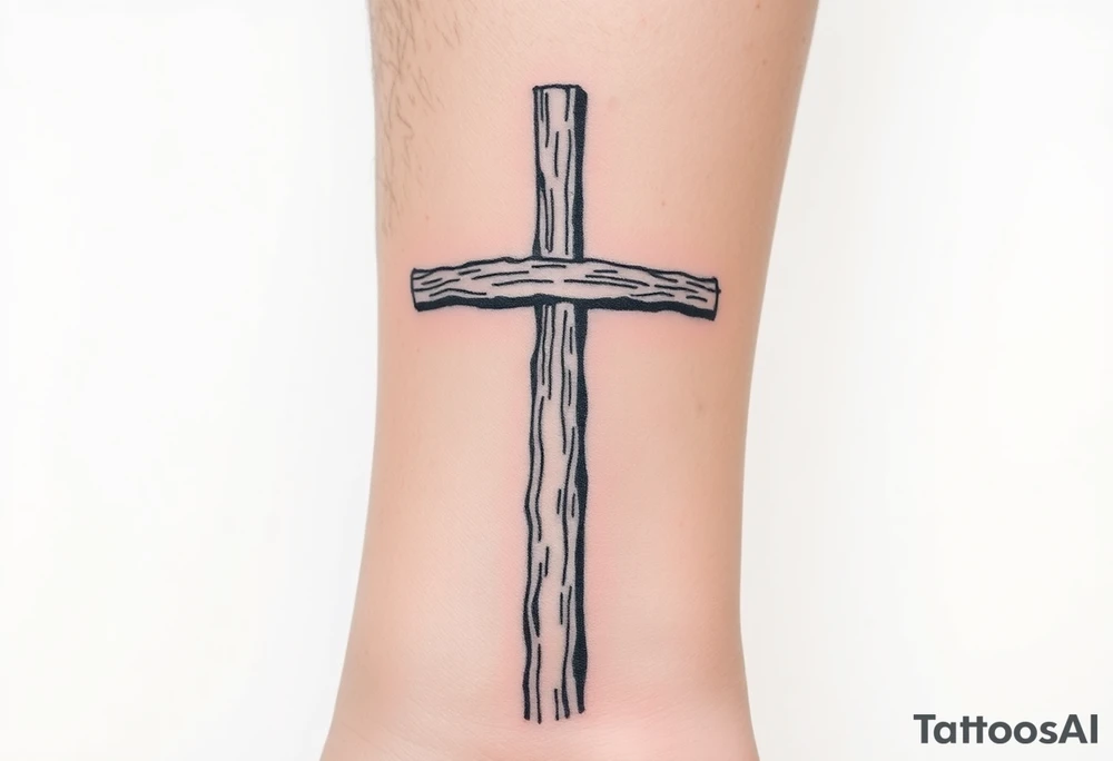a wooden 12kv pole. Make the pole a cross that has a hidden resemblance to god. tattoo idea