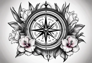 A Vintage compass with gladiolus. tattoo idea