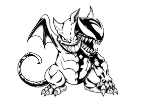 GENGAR FROM POKÉMON AND VENOM FROM MARVEL FUSION tattoo idea