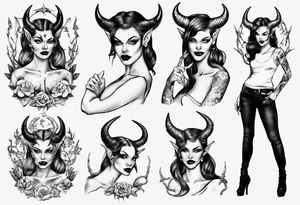 Female devil tattoo idea