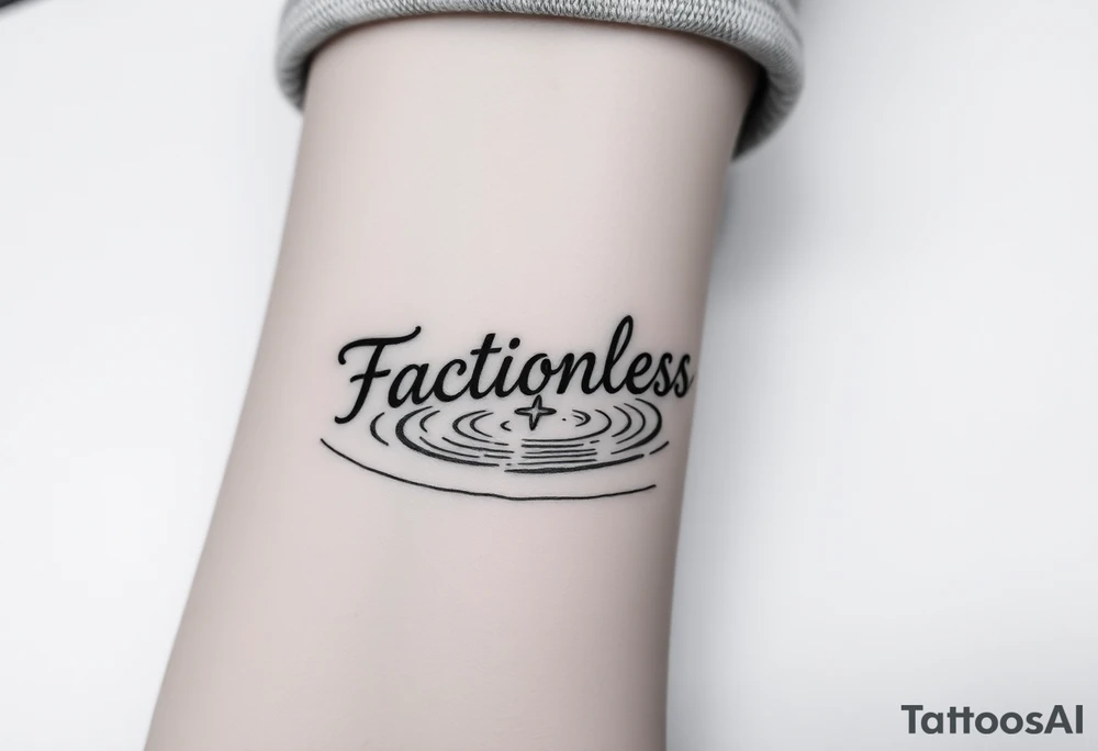 A water ripple effect with the word "Factionless" subtly appearing, representing those who reject societal divisions tattoo idea