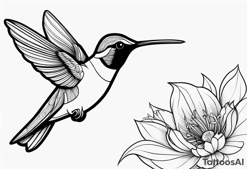 Hummingbird fine line tattoo idea