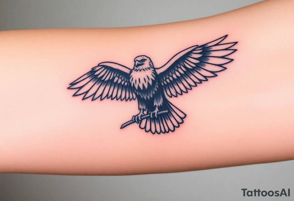 A majestic Moravian eagle perched on a branch, its wings spread wide, symbolizing freedom and strength tattoo idea