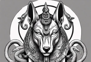 Egyptian god Anubis with snakes tattoo idea