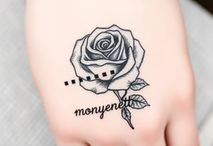a good rose and a semicolon seperate from the name “monyanette” tattoo idea