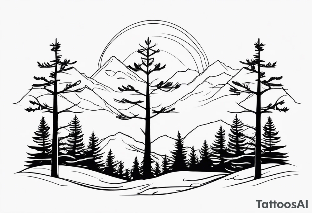 Two Pine trees tattoo idea