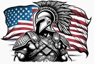 Spartan with American flag eagle tattoo idea
