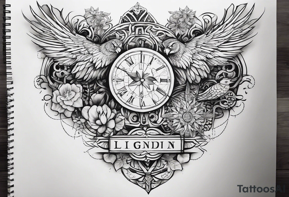 Create a tattoo design that symbolizes the connection between a family spread across Lisbon and Deggendorf. Incorporate the names, elements representing both countries, linked by a path or journey motif. The design should evoke feelings of unity, distance, and the bond of family. tattoo idea