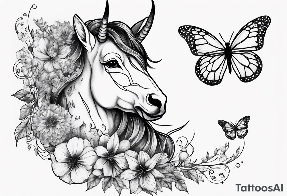 Capricorn constellation with butterflies sleeve tattoo idea Capricorn constellation with butterflies sleeve tattoo idea
