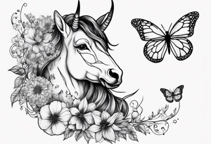 Capricorn constellation with butterflies sleeve tattoo idea