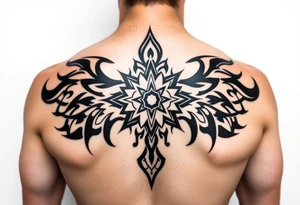 Extra large female back mendela tattoo idea