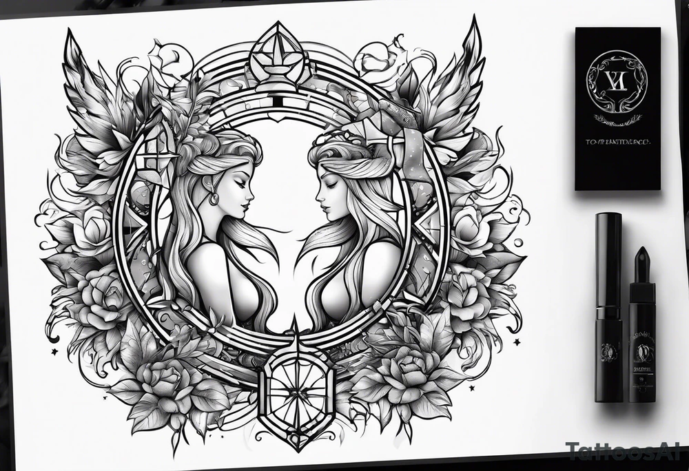 Virgo and Sagittarius zodiac signs combined tattoo idea