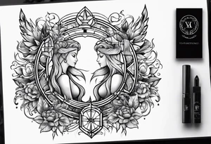 Virgo and Sagittarius zodiac signs combined tattoo idea