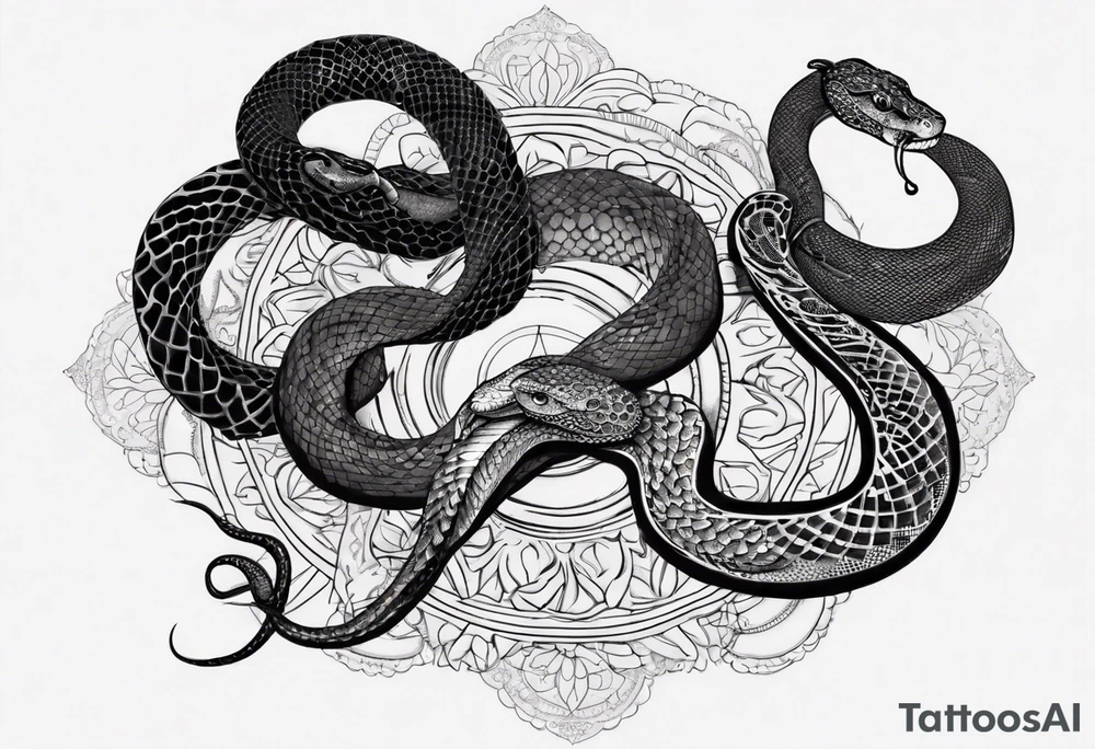 Black snake with mandala pattern as snakeskin tattoo idea