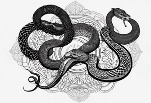 Black snake with mandala pattern as snakeskin tattoo idea