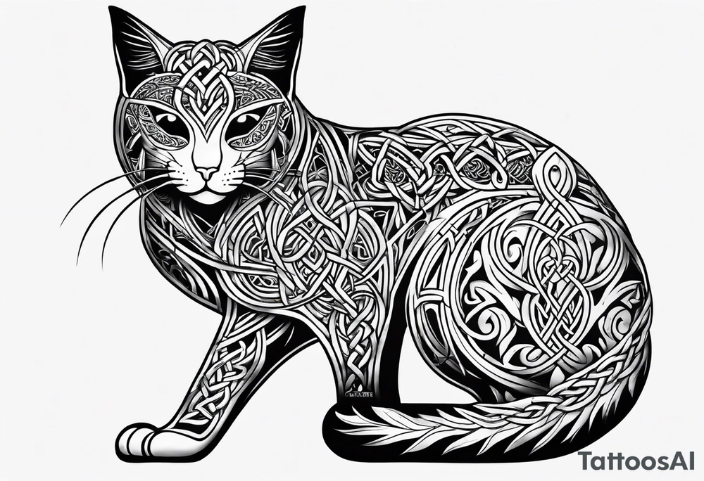 celtic knotwork cat tattoo idea