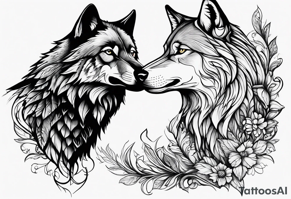 a wolf with a Raven tattoo idea