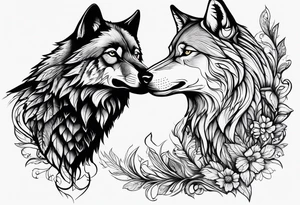 a wolf with a Raven tattoo idea