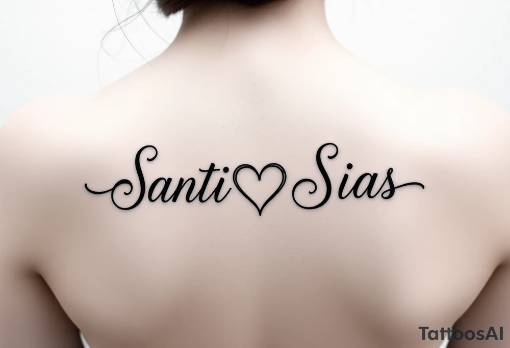 Santi & Sias combined in cursive with a heart in the middle connecting them tattoo idea