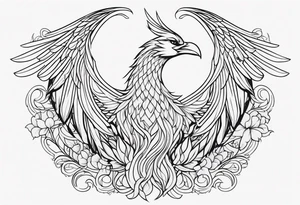 simple outline pheonix with a tail of shamrocks tattoo idea