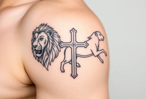 cross lion and the lamb tattoo idea