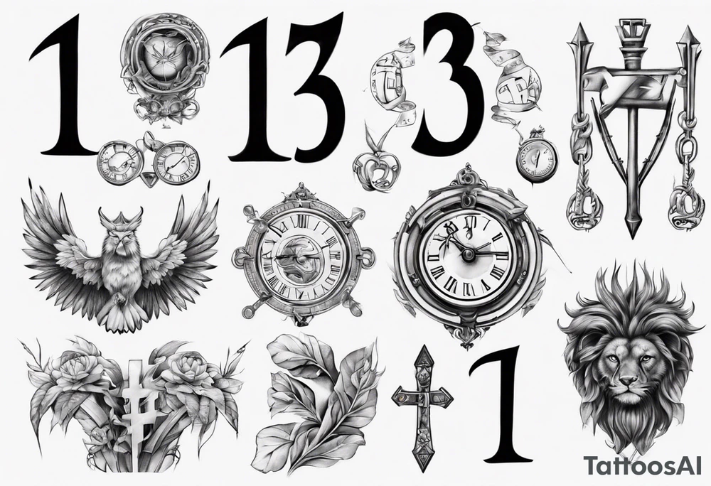 swedish theme with number 13 in roman numerals tattoo idea