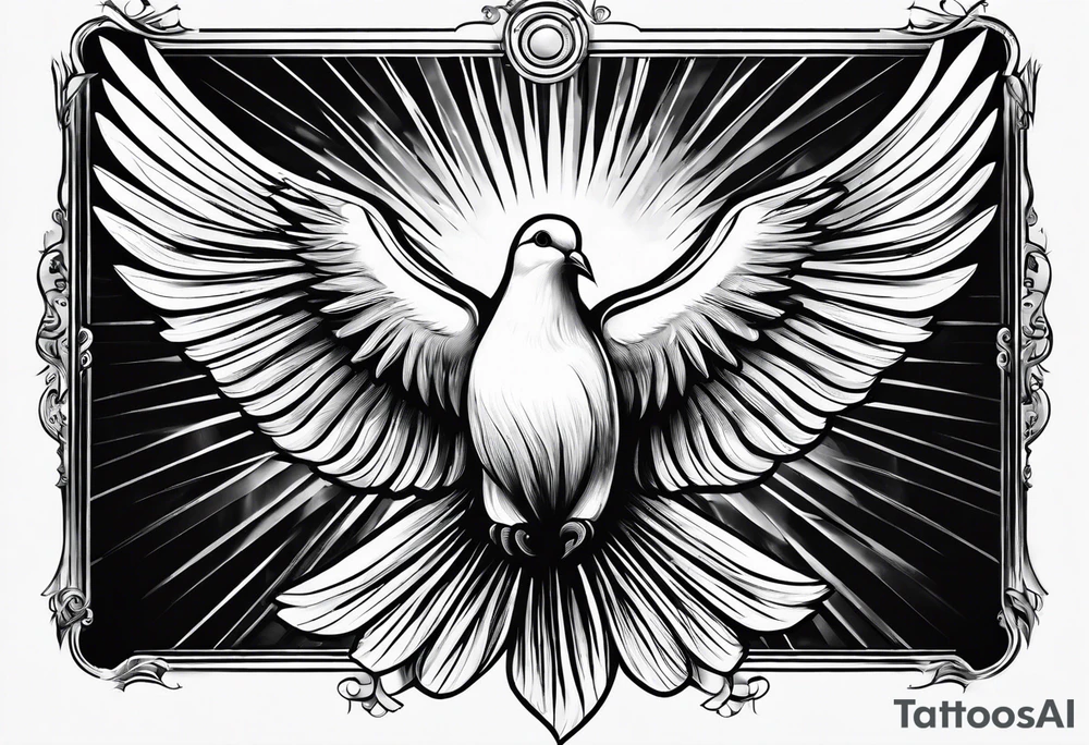 Dove in rays of light tattoo idea