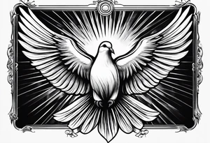 Dove in rays of light tattoo idea