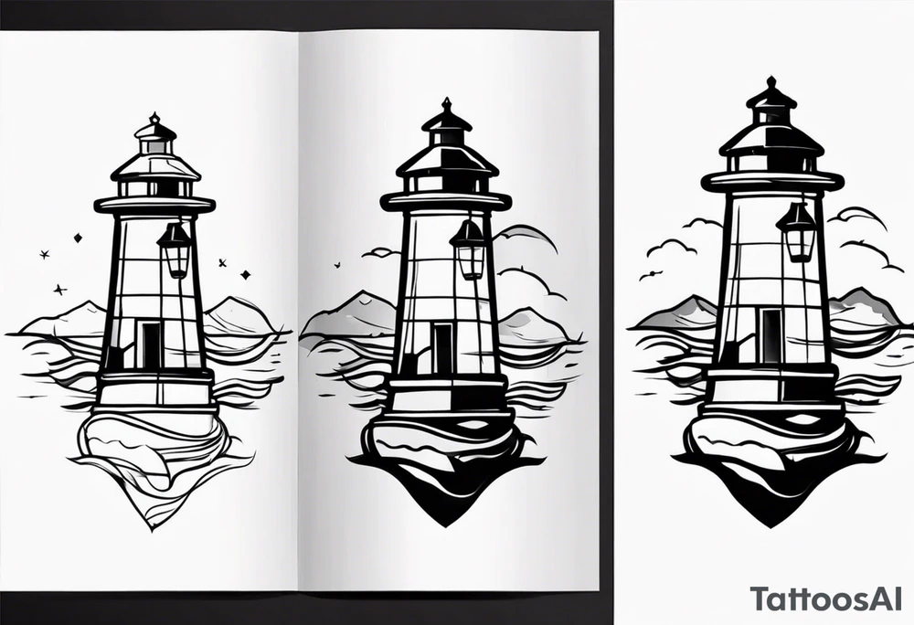 Farol no oceano desenho bem minimalista tattoo idea